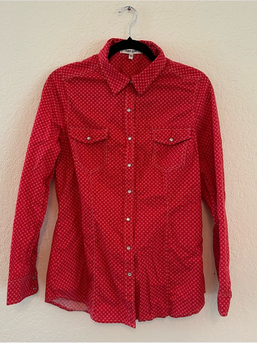 Daniel Rainn Red Button-Front Shirt with White Dot Print